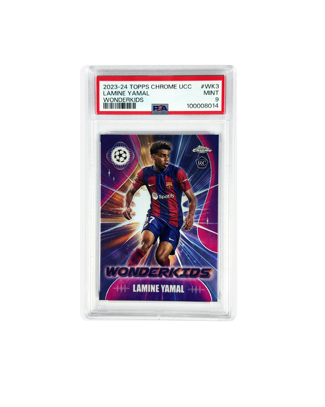 2023 LAMINE YAMAL TOPPS CHROME UCC WONDERKIDS ROOKIE CARD RC PSA 9