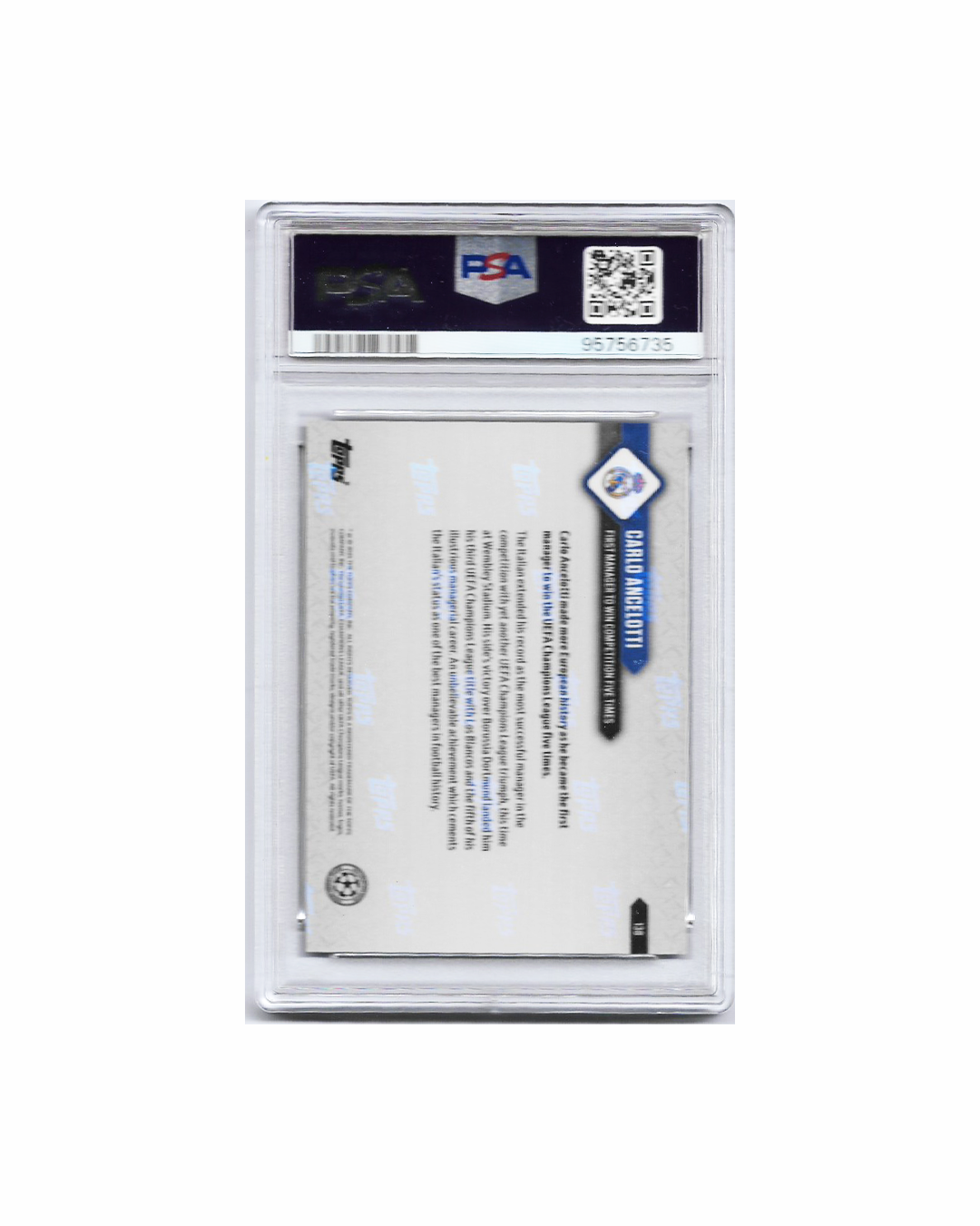 CARLO ANCELOTTI TOPPS NOW UCL 23-24 PSA 10