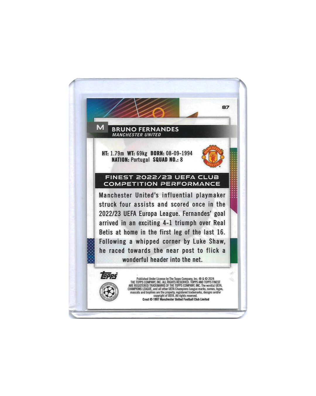 BRUNO FERNANDES Topps UEFA Finest Club Competitions 2023-24