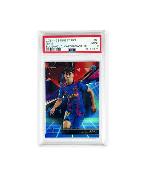 2021-22 Topps Finest Gavi BLUE/AQUA VAPORWAV Color Match FC Barcelona RC