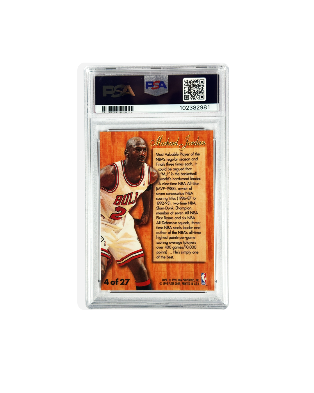 1995 FLEER FLAIR MICHAEL JORDAN HARDWOOD LEADERS PSA 8