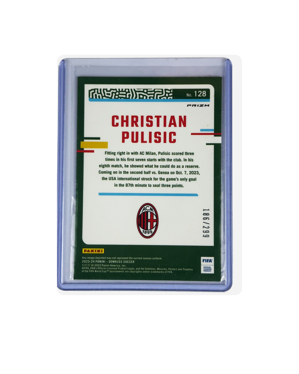 CHRISTIAN PULISIC Panini Donruss Optic-RED num 186/299