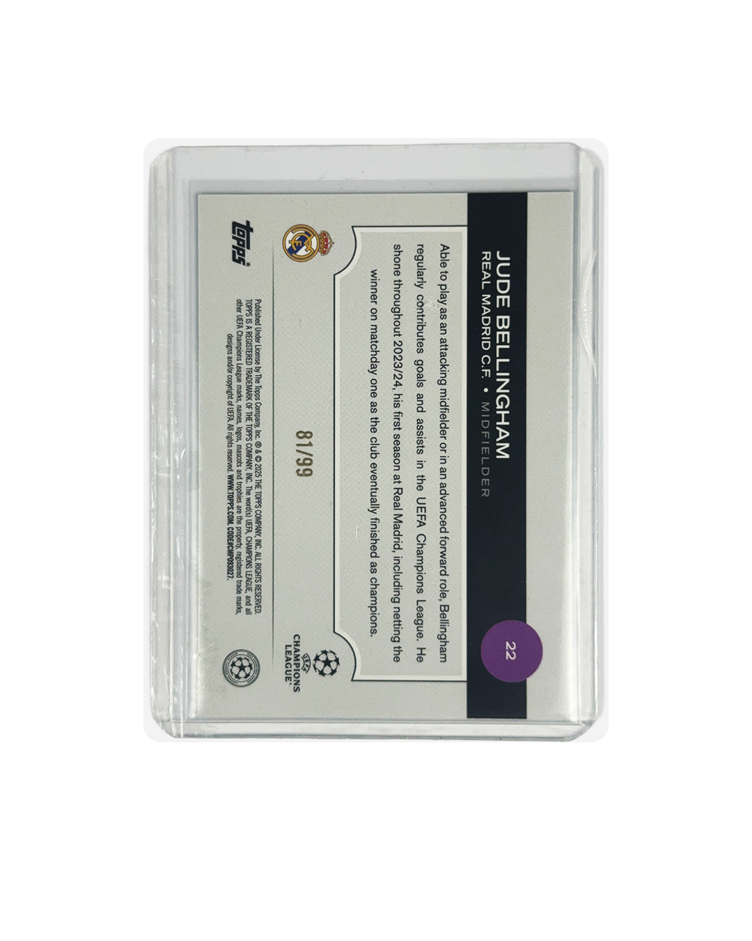 JUDE BELLINGHAM Topps Chrome 24-25 num 81/99