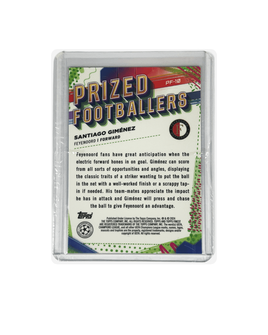 SANTIAGO GIMENEZ Topps Finest UEFA CC Prized Footballers Pruple Refractor num 192/299
