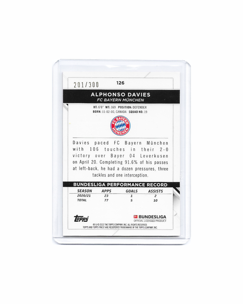 Alphonso Davies Topps Finest Bundesliga 21-22 201/300