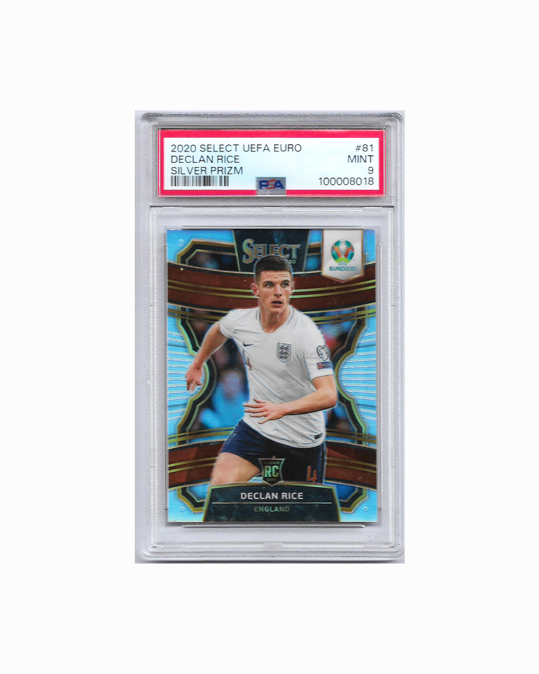 DECLAN RICE 2020 SELECT UEFA EURO SILVER PRIZM PSA 9