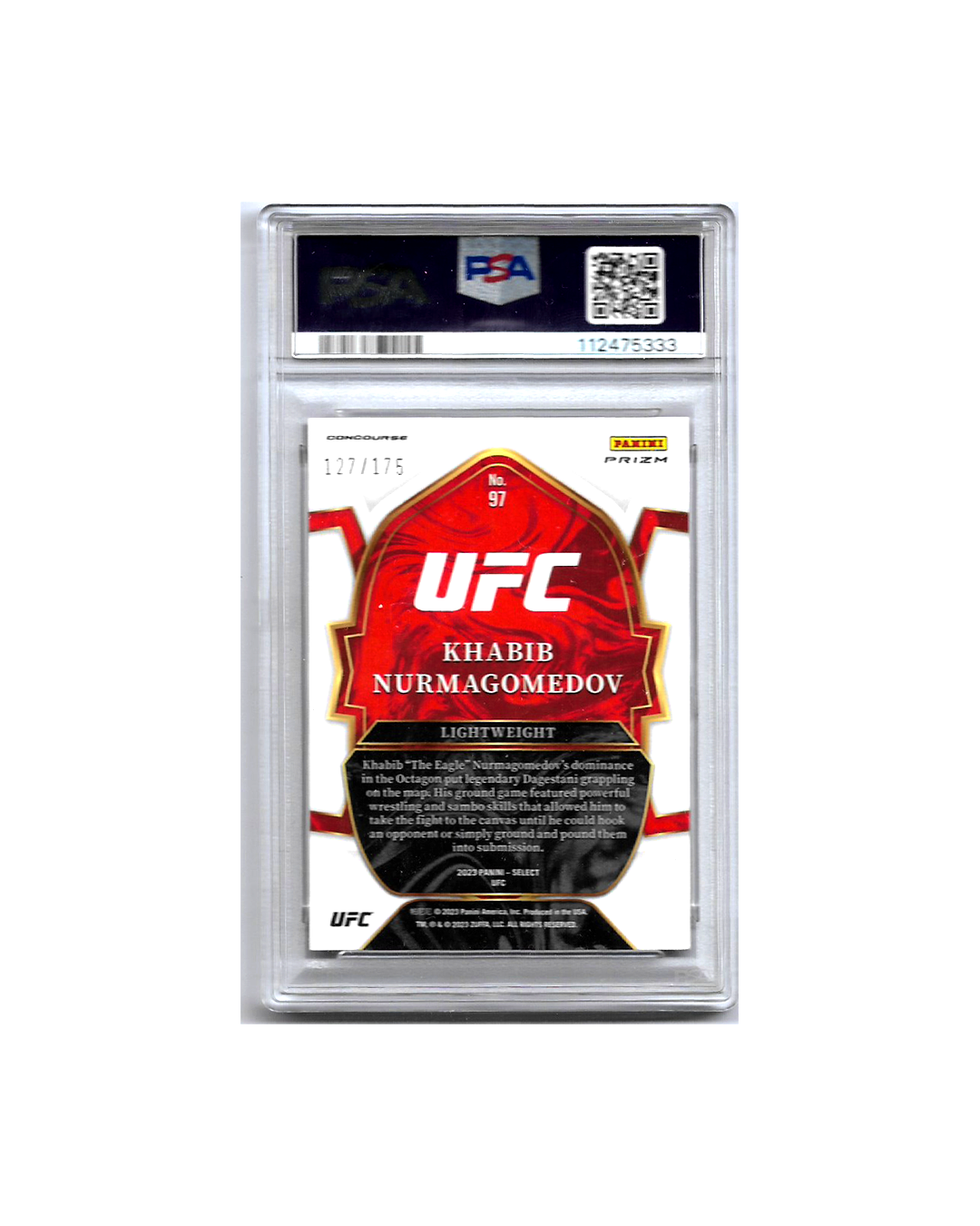 KHABIB NURMAGOMEDOV 2023 SELECT UFC CONCOURSE RED PRIZM /175 PSA 8