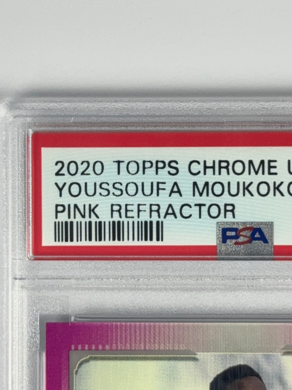 YOUSSOUFA MOUKOKO Topps Chrome UCL 22 PSA 9 PINK REFRACTOR num 67/175