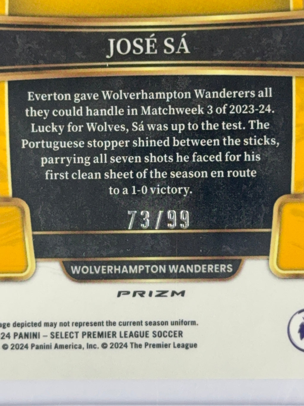 JOSÉ SÁ Panini Select Premiere League 23-24 num 73/99