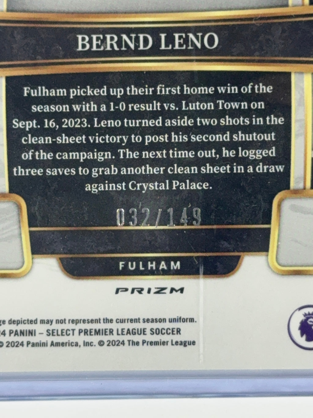 BREND LENO Panini Select 23-24 Premier League Purple num 32/149