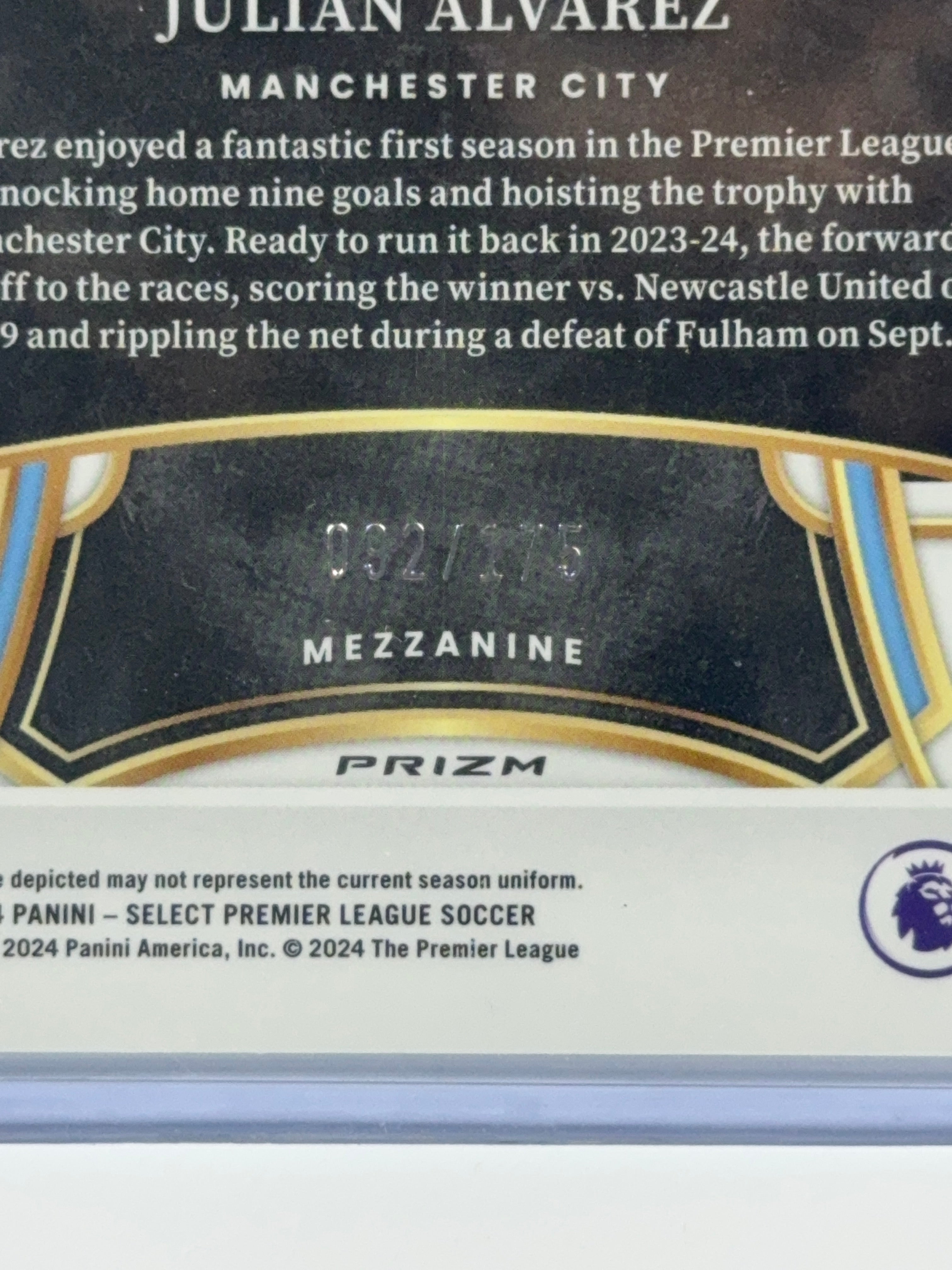 JULIAN ALVAREZ Panini Select Premiere League CAMO num 92/175