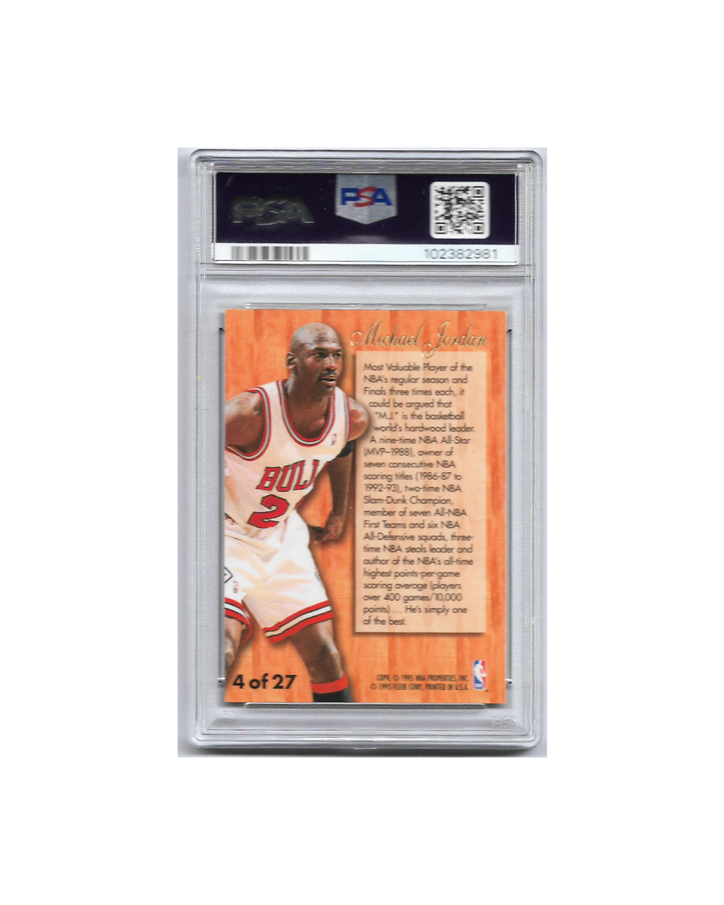 Michael Jordan 1995-96 Flair Hardwood Leaders PSA 8