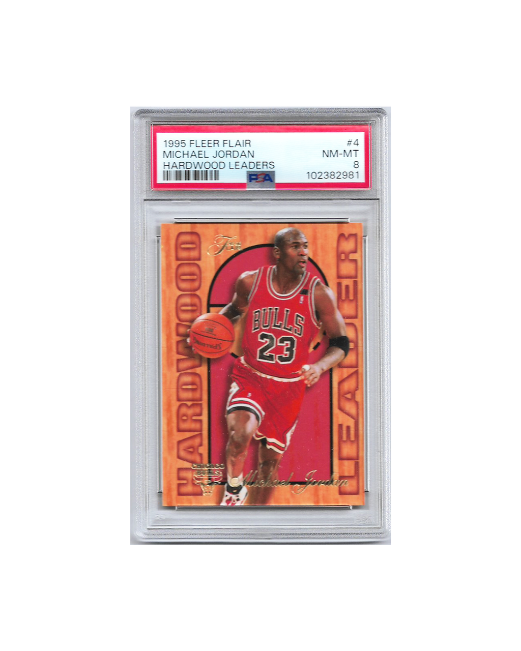 Michael Jordan 1995-96 Flair Hardwood Leaders PSA 8