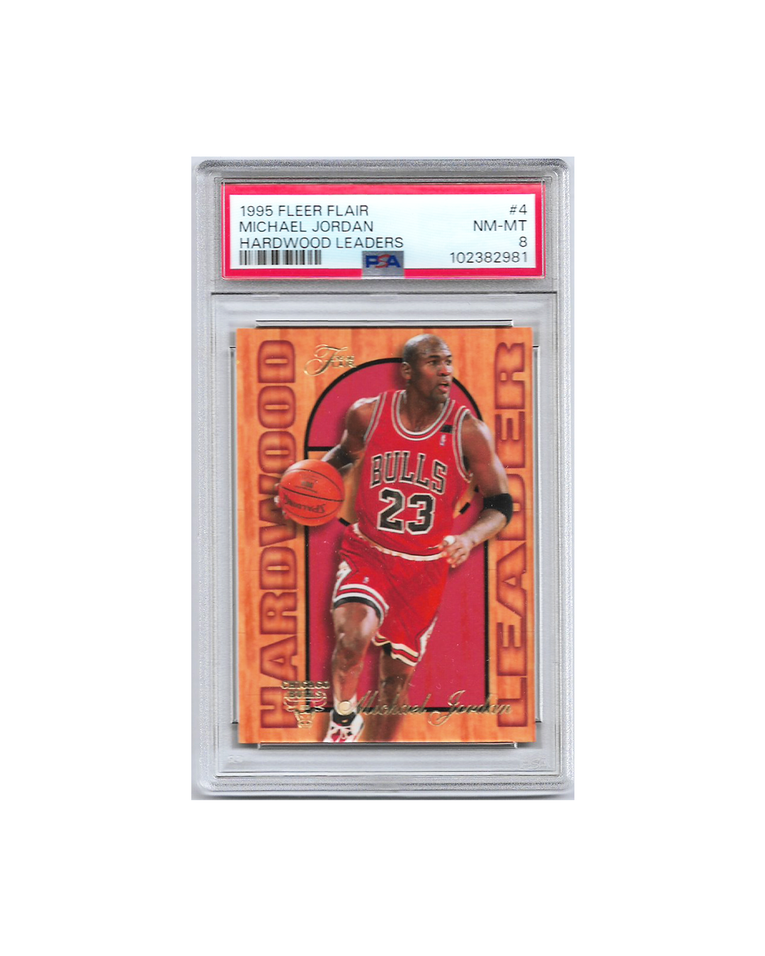 Michael Jordan 1995-96 Flair Hardwood Leaders PSA 8