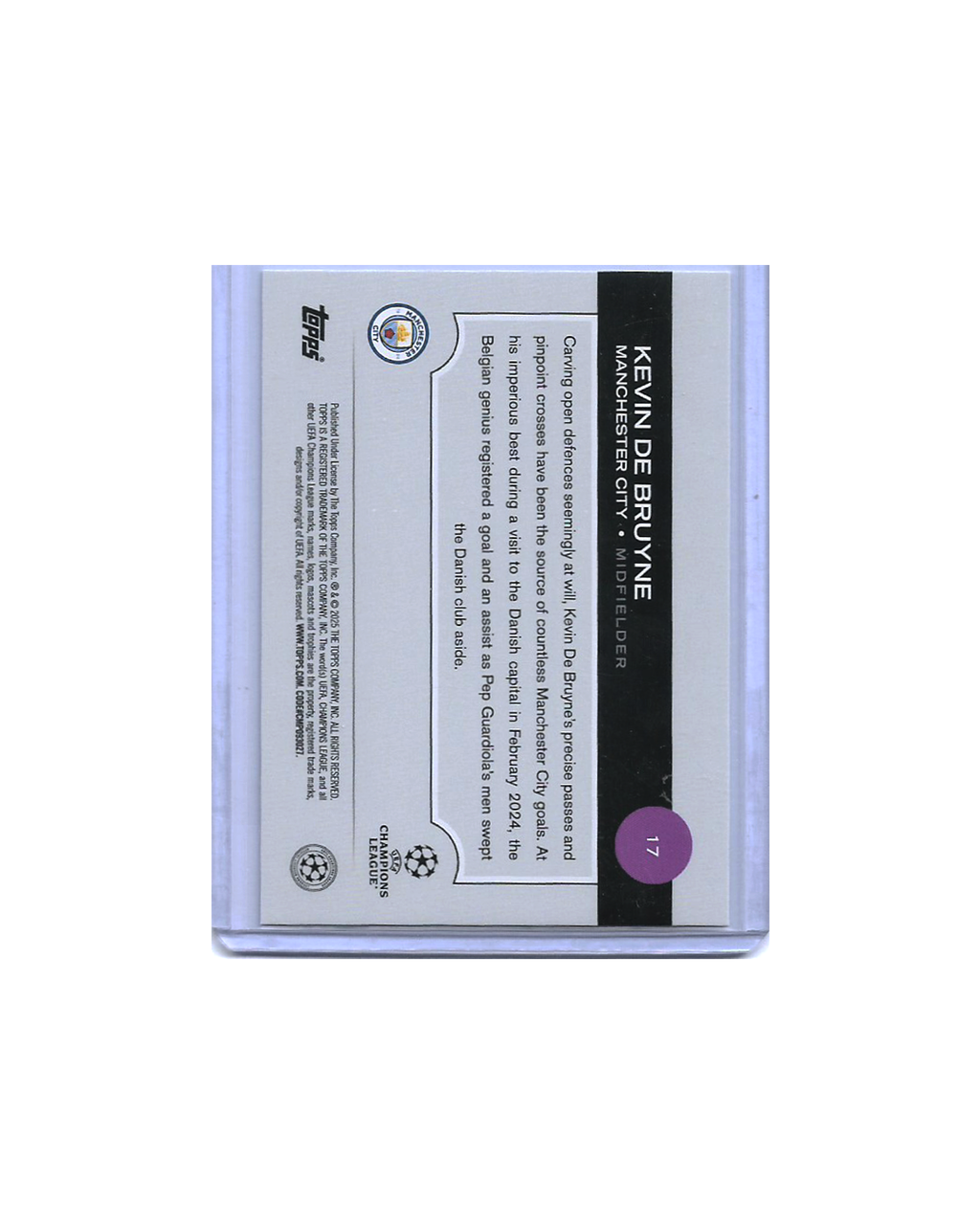 KEVIN DE BRUYNE opps UEFA Club Competitions 24-25