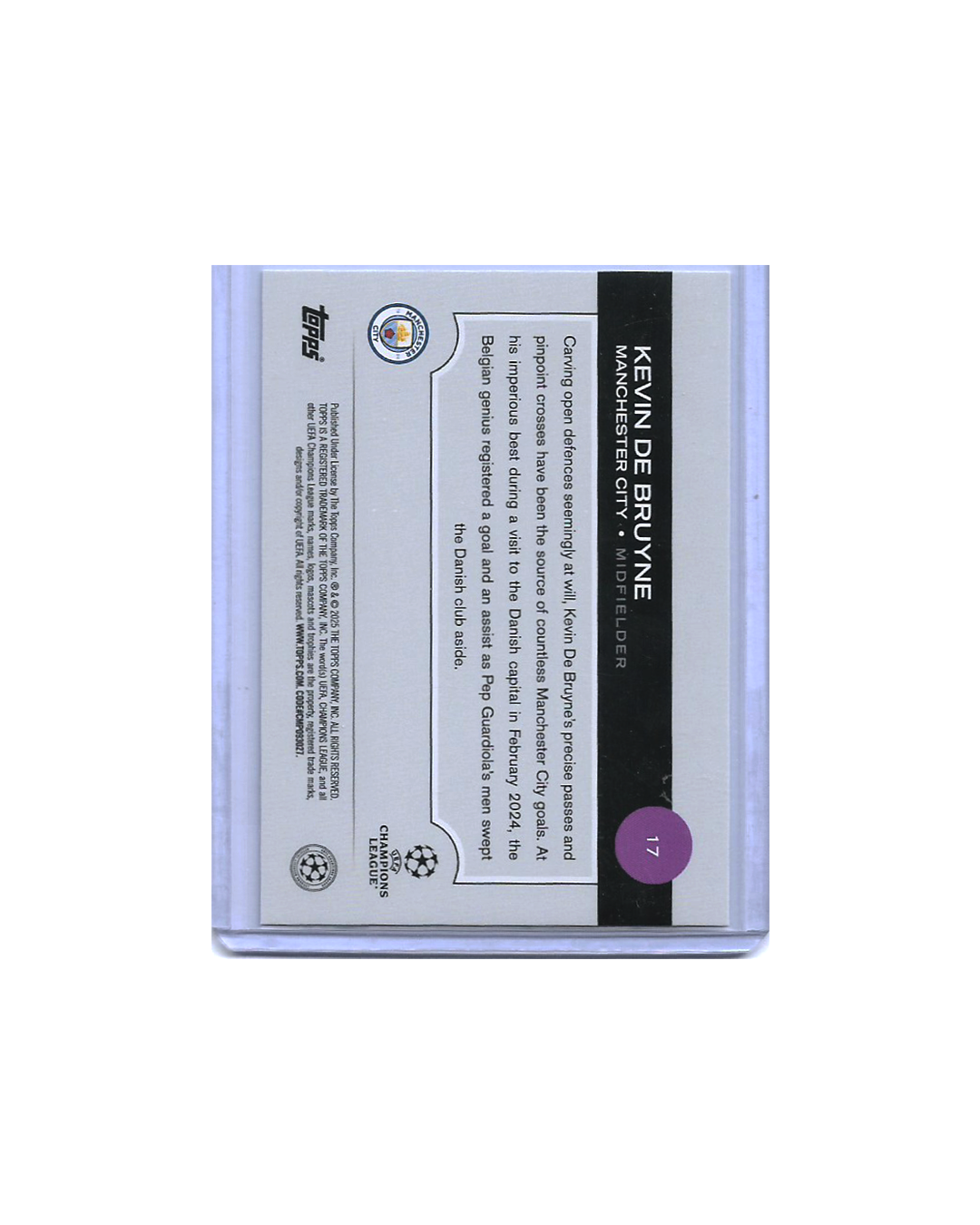 KEVIN DE BRUYNE opps UEFA Club Competitions 24-25