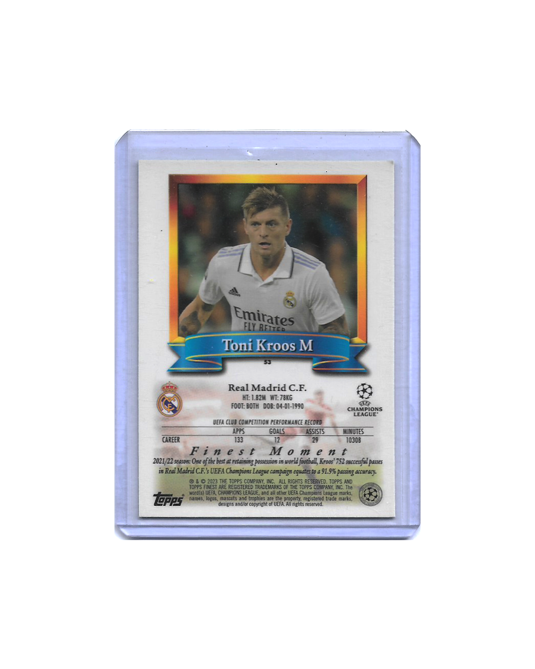 TONI KROOS Topps Finest Flashbacks UEFA Club Competitions 22-23