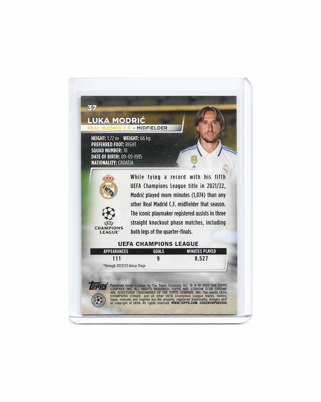 Luka Modrić Topps Stadium Club Chrome 22-23