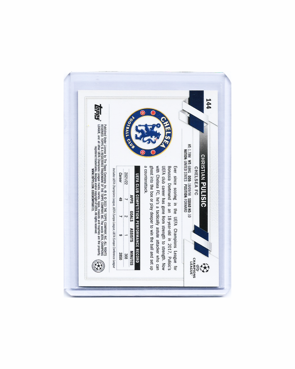 Christian Pulisic Topps Chrome 22-23