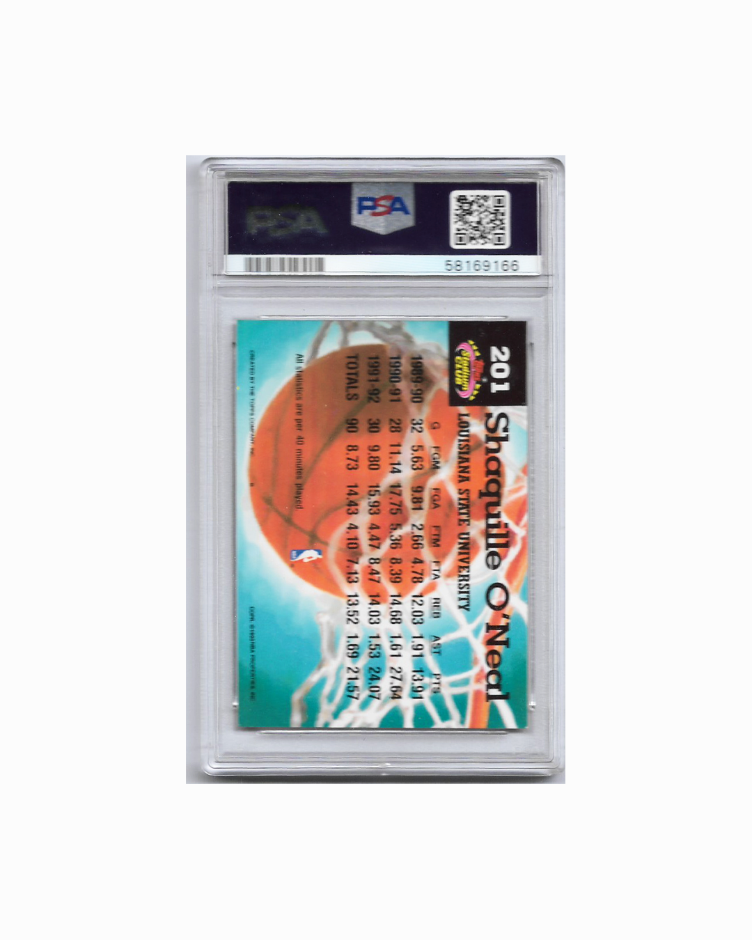 SHAQUILLE ONEAL 1992 STADIUM CLUB PSA 8