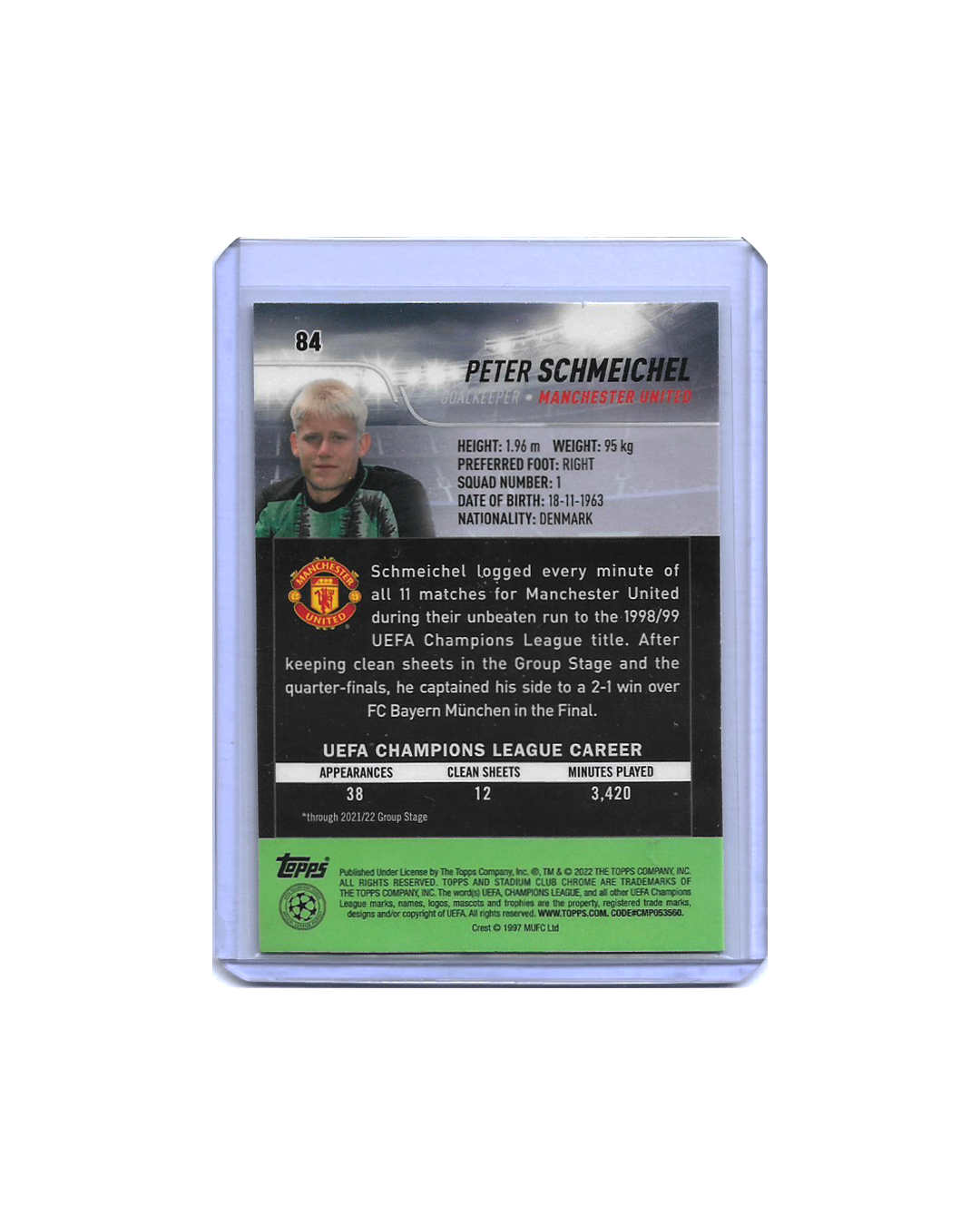 Peter Schmeichel Topps Stadium Club Chrome UEFA Champions League 21-22
