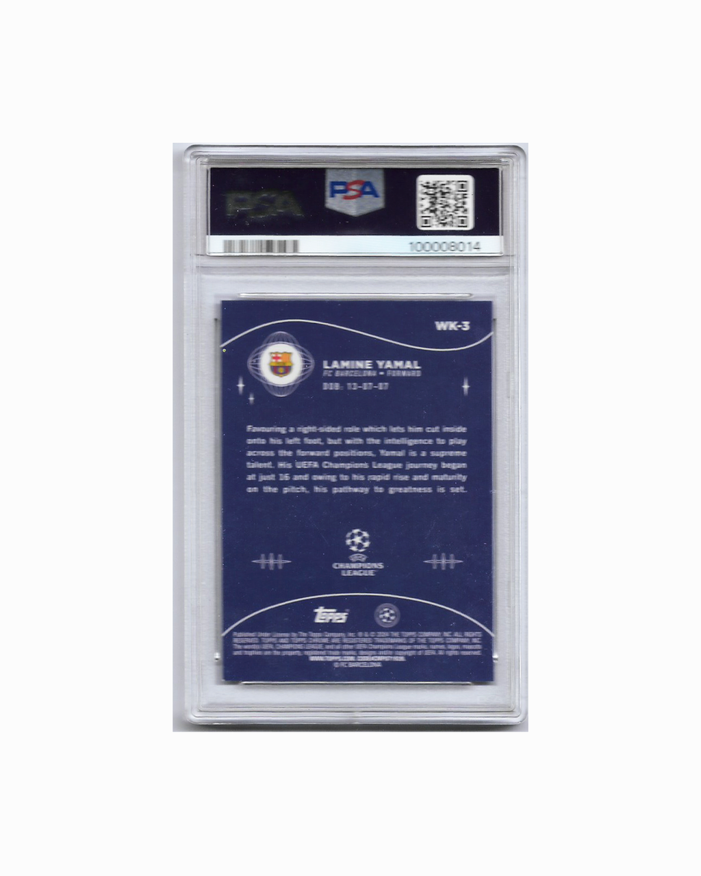 HARRY KANE TOPPS CHROME UCL KICKING - REFRACTOR 2017 PSA 10