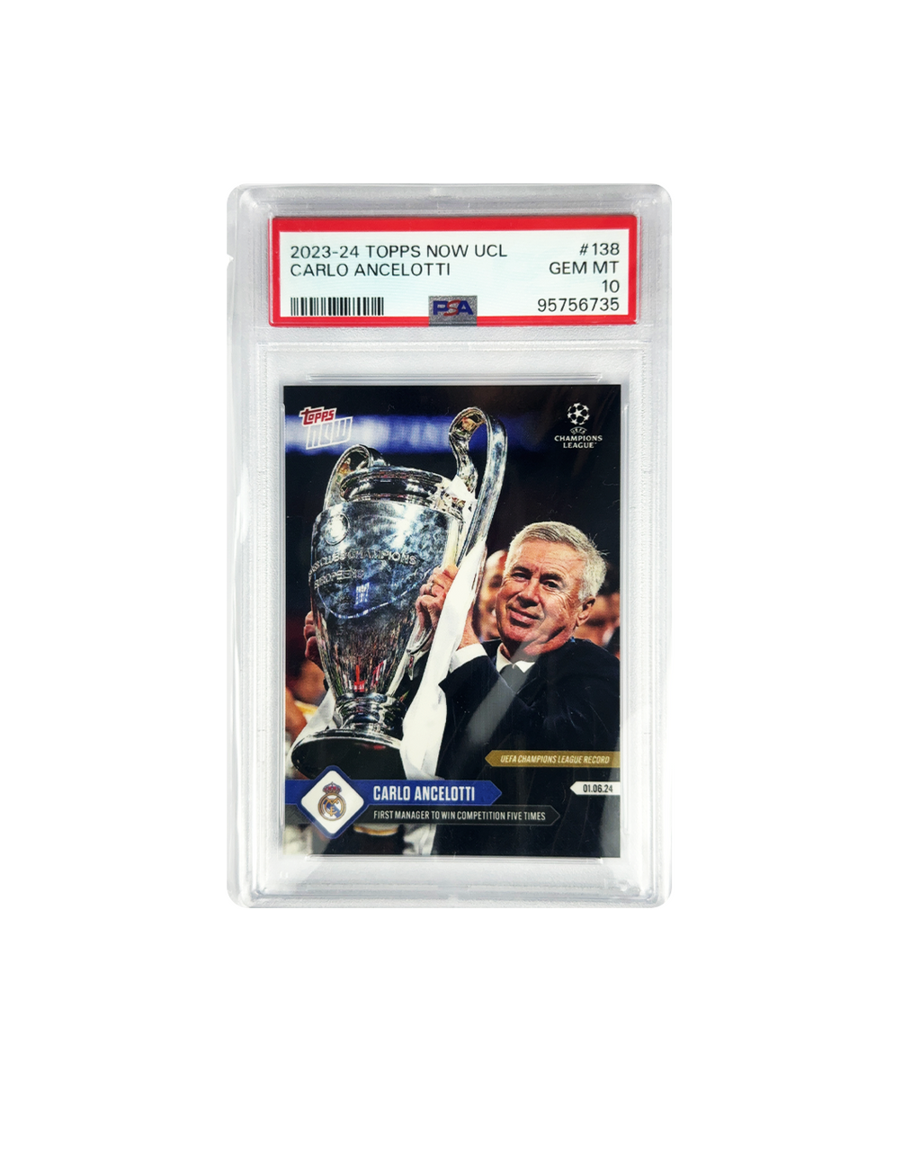 CARLO ANCELOTTI Topps Now UCL 23-24 PSA 10