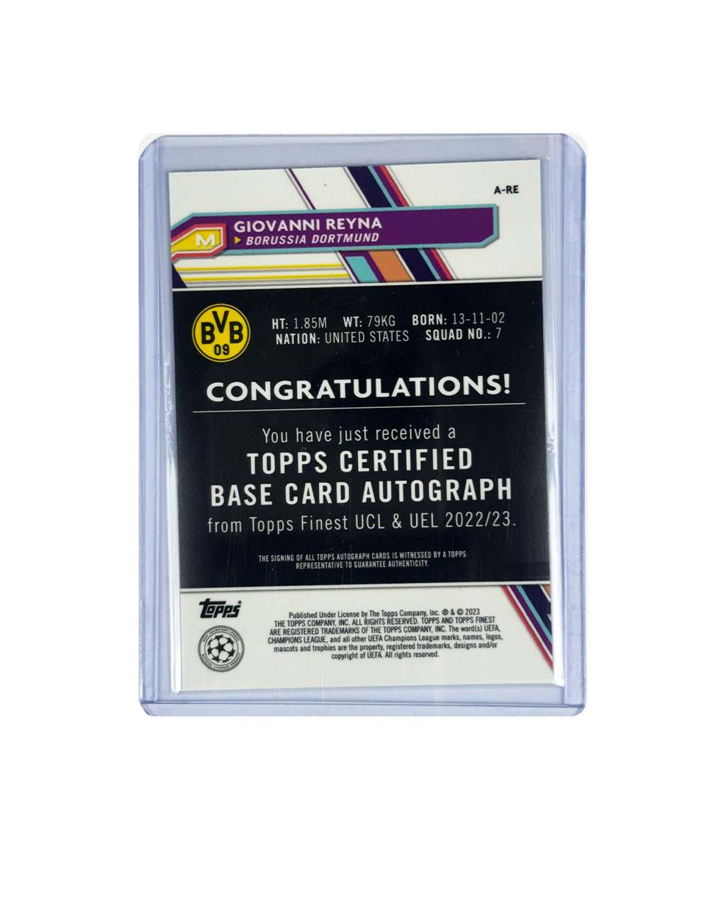 GIOVANNI REYNA Topps Finest UCL & UEL 22-23 num 92/99