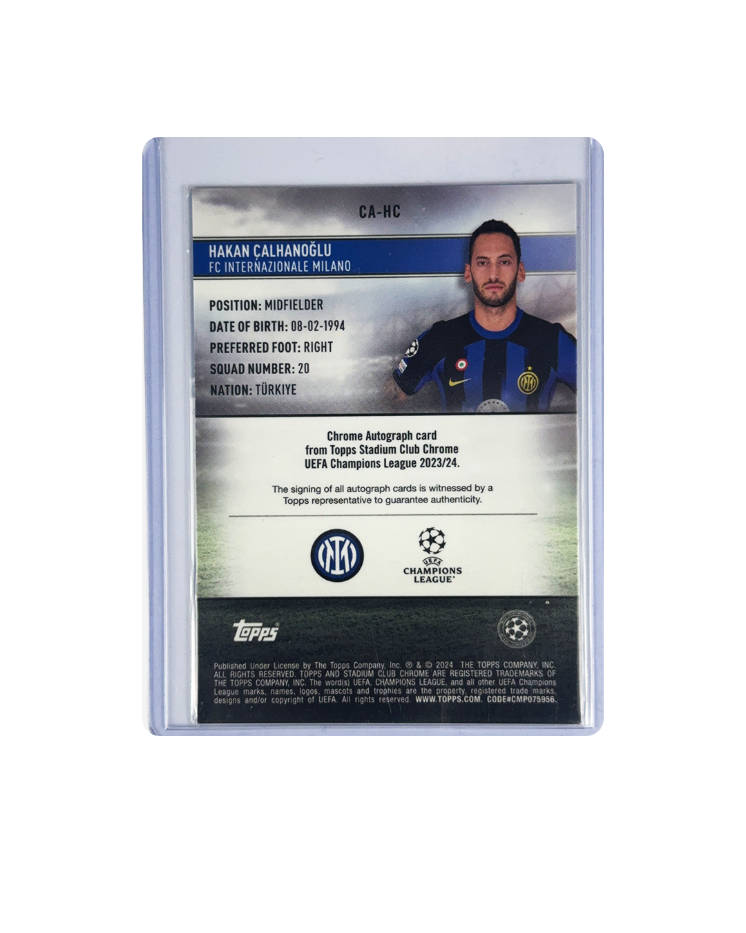 HAKAN CALHANOGLU Topps Stadium Chrome 23-24