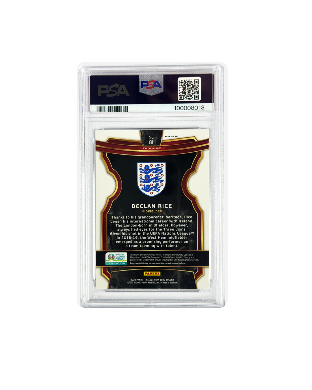 DECLAN RICE Panini Select UEFA EURO 2020 PSA 10