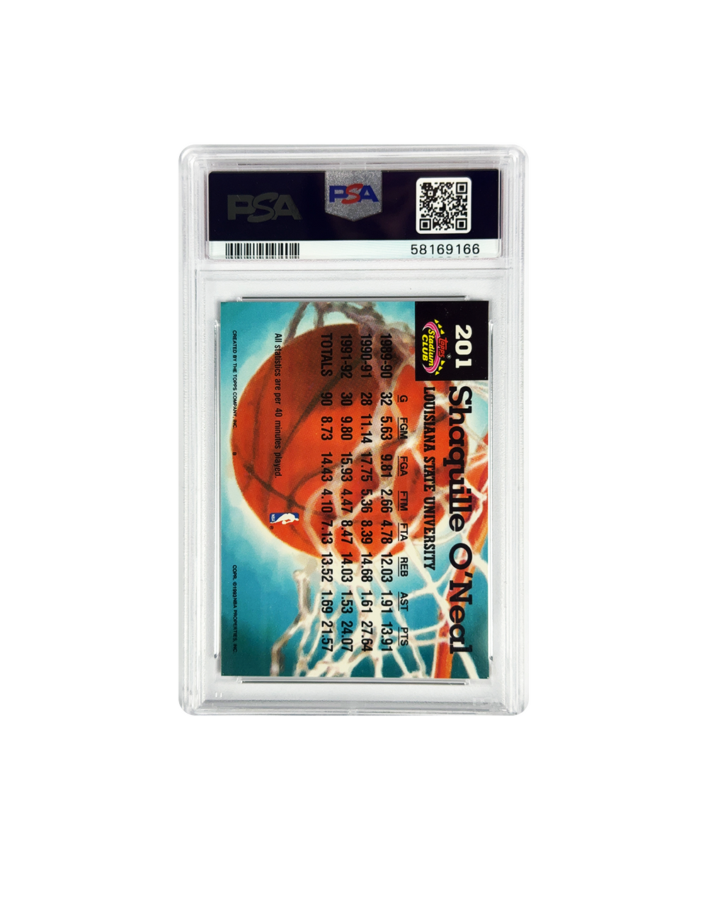 SHAQULLE O´NEAL Topps Stadium Club 1992 PSA 8